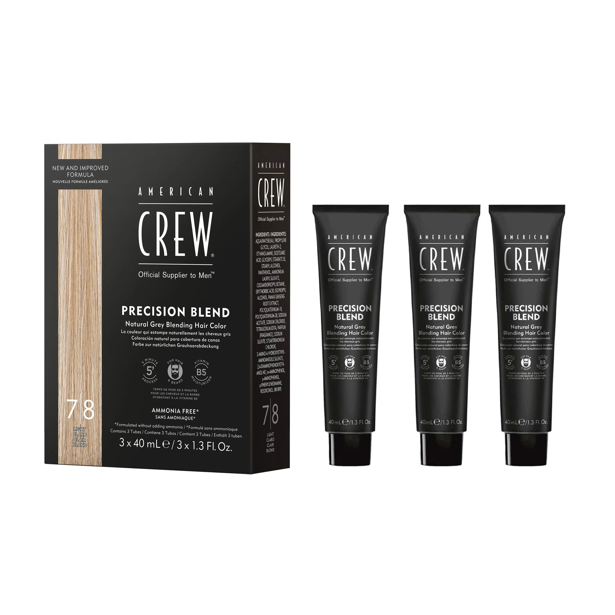 Уцінка! Чоловіча система маскування сивини American Crew Precision Blend Light (рівень 7-8), 120 мл